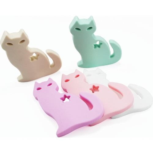 10 BPA Free Silicone Cats Lovely Baby Toys Teething Chewable Boys' Nursing Necklace Pendant Silicone Pacifier Dummy Charms
