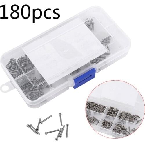 180pcs/Set M2 Hex Socket Cap Head Screw Bolt Set 304 Stainless Steel 4-16mm