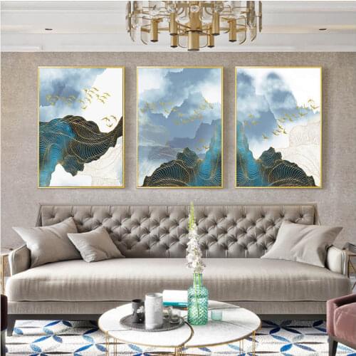 Abstract Green Mountain White Cloud Canvas Paintings Wall Art Picture For Living Room Home Decoration Modern Posters And Prints
