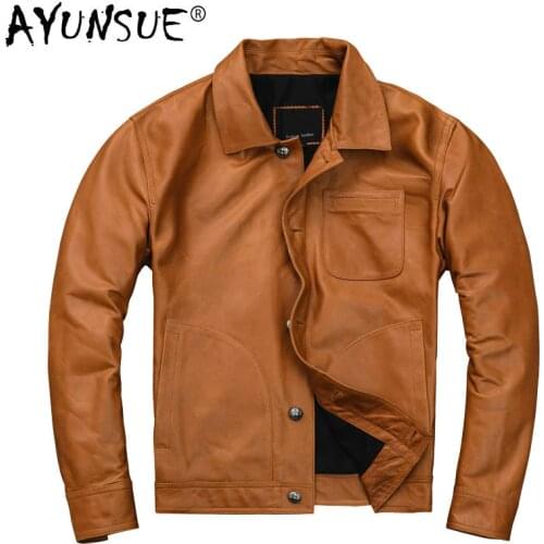 AYUNSUE Real Leather Jacket Men Clothes 2020 Casual Sheepakin Coat Genuine Leather Jackets and Coats Korean Slim Fit KJ2910