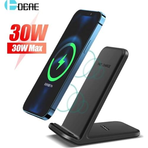 30W Qi Wireless Charger Stand for iPhone 12 Pro 11 XS XR X 8 Fast Charging Dock Station Phone Chargers For Samsung S21 S20 S10