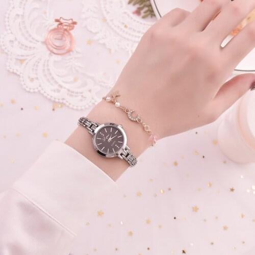 Quartz Watch Crystal Watch for Women Stainless Steel Clock 2021 Exquisite European Style Wristwatch Plus Bracelet Montre Femme