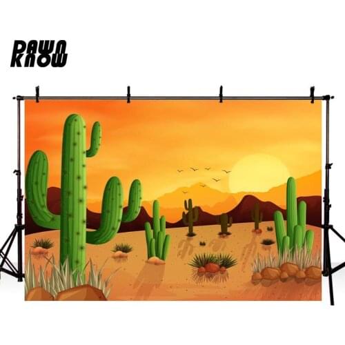 DAWNKNOW Cartoon Sun Cactus Photography Background Backdrop Baby Photocall Shoot Wedding Children Photo Studio Props lv1856