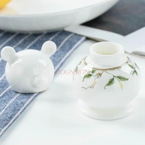 Home Colorful Bone China Bear Tooth Sign Cage Box Ceramic Fashion Toothpick High-end Cute Toothpick Ornament Sale