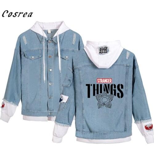 Hot Stranger Things 3 Denim Coat Costume Hoodies Sweatshirts Stranger Things Eleven Cosplay Hoodies Boys and Girls Jacket