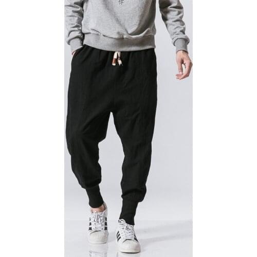 2021 Cotton Linen Jogger Pants Men Streetwear Casual Harem Pants Men Trouser Summer Cool Pants Oversized Mens Clothing