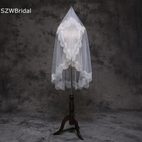 Hot Sale Lace Edge Ivory Bridal Veils 2021 Cheap Wedding accessories Welon mariage Veu de noiva Wedding Veil casamento