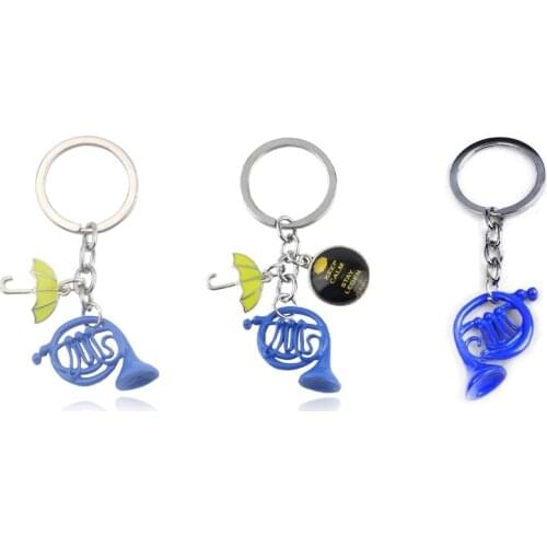 Hot Sale US Reality Show HIMYM Keychain How I Met Your Mother Yellow Umbrella Blue French Horn Keyring Charm Pendant Jewelry