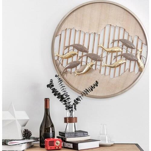 Chinese Wrought Iron Fish Butterfly Round Decoration Wall Hanging Home Livingroom Wall Sticker Ornaments Hotel Wall Mural Crafts