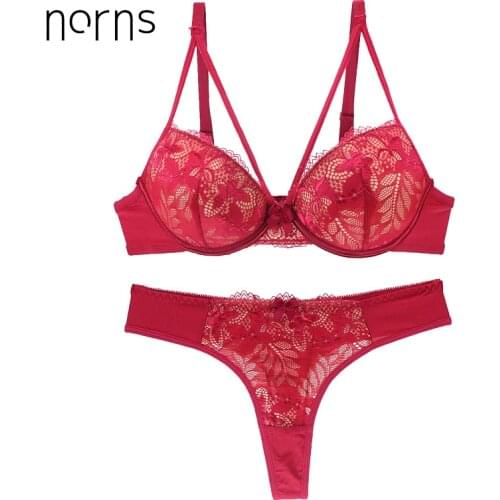 Norns women lace underwear set plus size bra push up beautiful underwear transparent bra female bras intimate sexy lingerie set