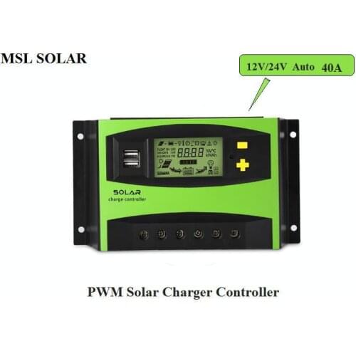ALLMEJORES 40A DC 12V/24V Auto Solar Charger controller Solar Panel battery charger regulator with LCD Display and Dual 5V USB