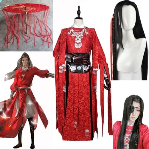 Tian Guan Ci Fu Desperate ghost king Hua cheng Cosplay Black Long Cosplay Costmes with cloak all set
