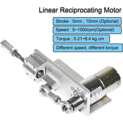 330M DIY Design Reciprocating Cycle Linear Actuator with DC Gear Motor 12V 24V 10mmStroke Adjustable 5~1000rpm Linear Motor