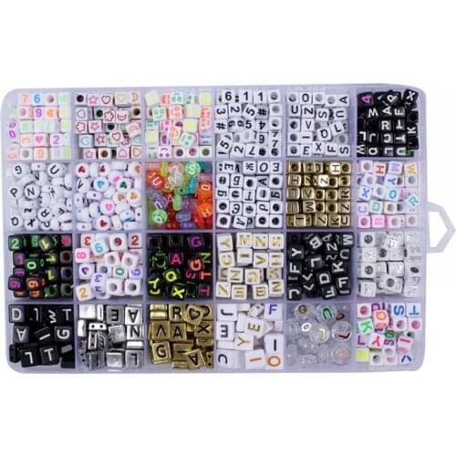 1400Pcs/Set Mixed Letter Acrylic Beads Set Loose Beads Handmade Toy Making Bracelet Necklace Accessories Party Girl Toy Gift