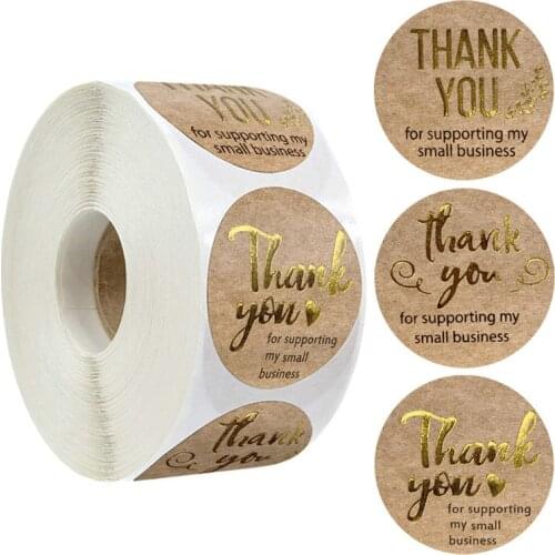 Kraft Paper Hot Stamping Thank You Seal Sticker Gift Decoration Sticker Sticker Shopping Mall Small Business Packaging Sticker