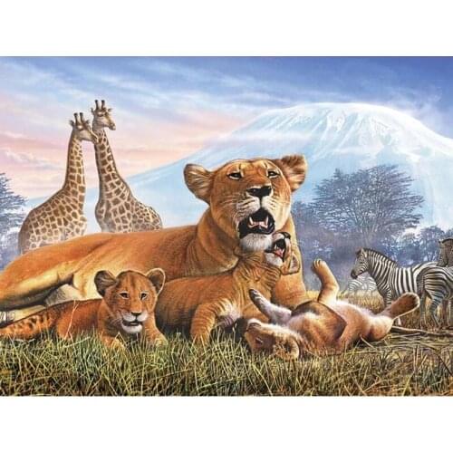 New 5D DIY Diamond Embroidery Kits Diamond Painting Cross Stitch Giraffes & Lions Picture Rhinestone Home Decor Gift P868