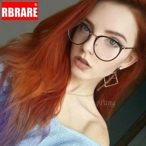RBRARE Alloy High-end Glasses Frame Flat Mirror Retro Metal Large Frame Glasses Transparent Clear Fashion Optical Eyeglasses