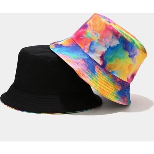 New 3D Printed Womens Fisherman Hat Tie-dyed Reversible Bucket Hat Outdoor Summer Sun Protection Cap for Men Unisex Panama