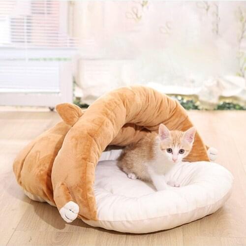 Plush Kitten Bed Dual Use Pet Bed Cat Small Dog Fluffy Plush Pet Blankets Winter Warm Sleeping Soft Mat Puppy Pet Bed Mattress