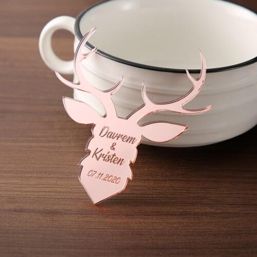 Christmas Custom Deer Wedding favor, Wedding tags, Wedding favor tags, Wood tags, Wedding decoration, Wooden deer, Save the Date
