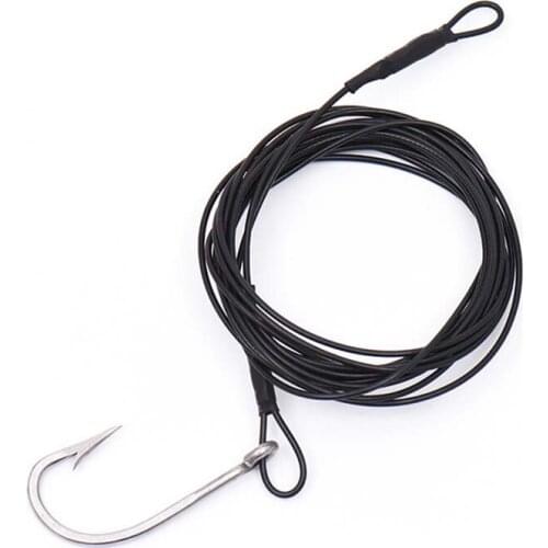 5cm Stainless Steel Fishing Hook Shark Rubber Plastic Tube 3m Line Black Barbed Hooks Pulling Force 180kg Fishing Gear Outdoor