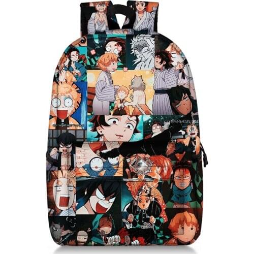 2021 Hot Anime Demon Slayer Backpack Waterproof Student School Bags Boys Girls Bookbag Cosplay Hip Hop Harajuku Travel Bag