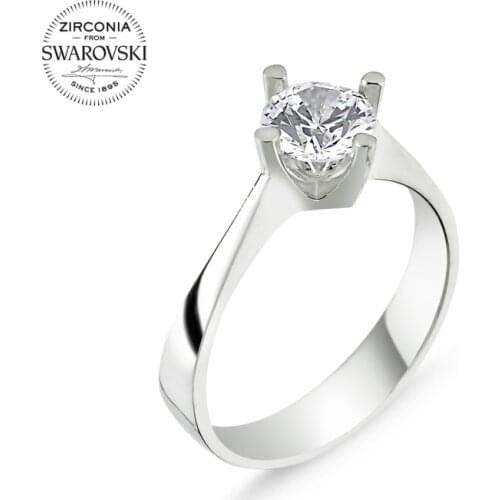 Silver 925 Sterling Swarovski Zirconia Cubic Zirconia Engagement Ring