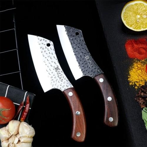 Chef Knife Forged Stainlesss Steel Outdoor Survival Hunting Knife Meat Cleaver Kitchen Knife with Sheath