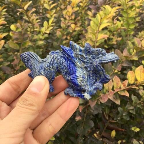 Natural rock hand carved dragon ornaments lapis lazuli crystal sculpture