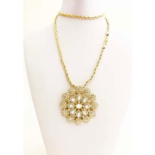 Unique Dubai gold Crystal Pendant Necklace For Women Gold Color Morocco Jewelry Party accessories Luxury Gifts