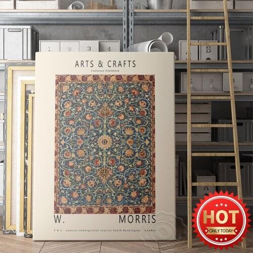 William Morris Centenary Exhibition Poster, Retro Arts & Crafts Print Art, Home Decor Mural, W. Morris Artwork Museum Poster