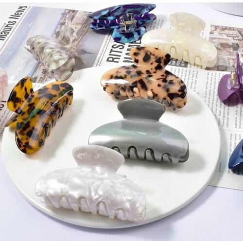 Acetate Material Hair Claws Leopard Solid Color Crab Hair Clips for Women Chic Hair Clamp Hairgrips Fashion Hair Accessories