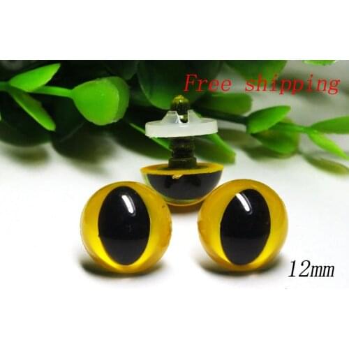 12mm Yellow safety Eyes/Plastic Cat Doll eyes Handmade Accessories For Bear Doll Animal Puppet Making - 100pcs/lot