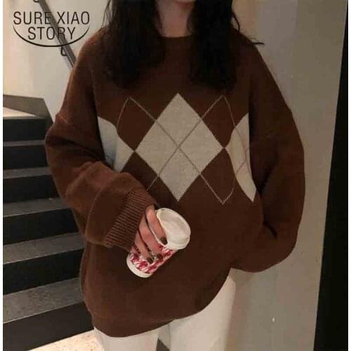 Ladies Winter Loose Sweater Women Knitted Sweater Fashion Oversized Pullovers Korean College Style Jumper Sueter Mujer 16691