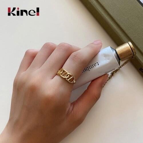 Kinel 100% Real 925 Sterling Silver Geometry Ring Minimalist Adjustable Open Rings for Women Fashion 925 Silver Fine Jewelry