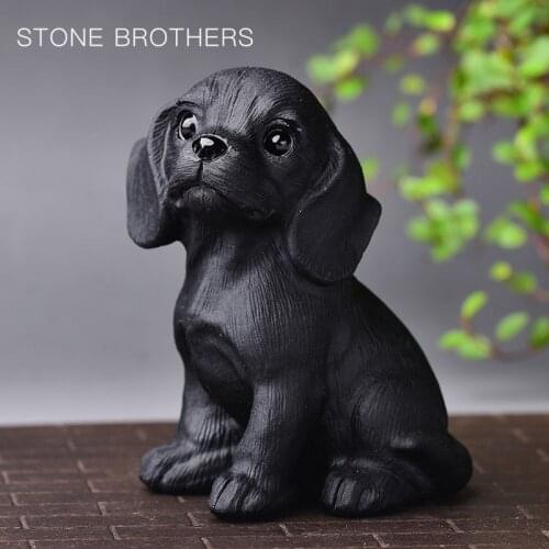 1pc Obsidian Quartz Carved Dog Natural Stone Mineral Crystals Healing Gemstones Home Decoration