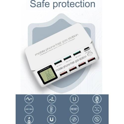 100W 8-Port Quick Charger Desktop Charging Station PD Fast Charger AU-Plug