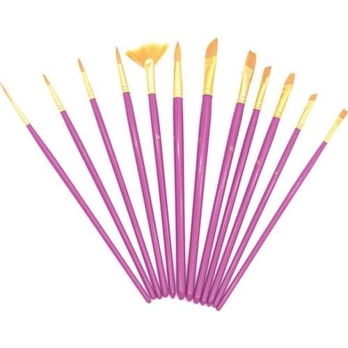 12pcs Watercolor Paint Brushes Set Nylon Hair Painting Brush Variety Style Short Rod Oil Acrylic Painting Brush Pen Art Supplies