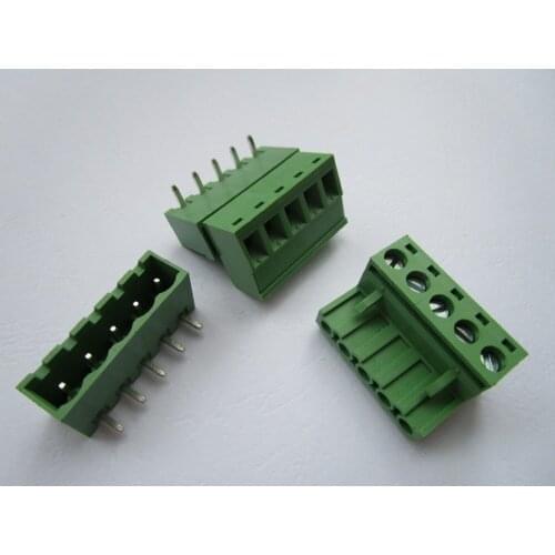 120 Pcs Close Angle 5 pin/way Pitch 5.08mm Screw Terminal Block Connector Green Color Pluggable Type With Angle pin