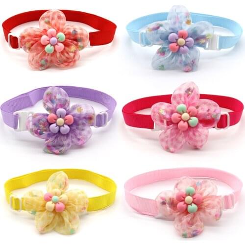 30/50 Pc Pet Accessories Flower Design Dog Puppy Bowties Necktie Adjustable Pets Dog Collar Bow Tie Necktie Pet Supplies Dog Bow