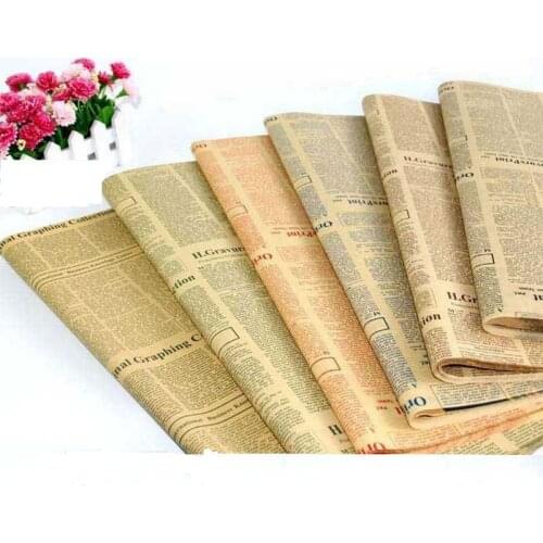 40sheets/lot Newspaper Flower Wrapping Paper Vintage Double Sided Gift Packaging Florist Bouquet Supplies Decor Material 50*70cm