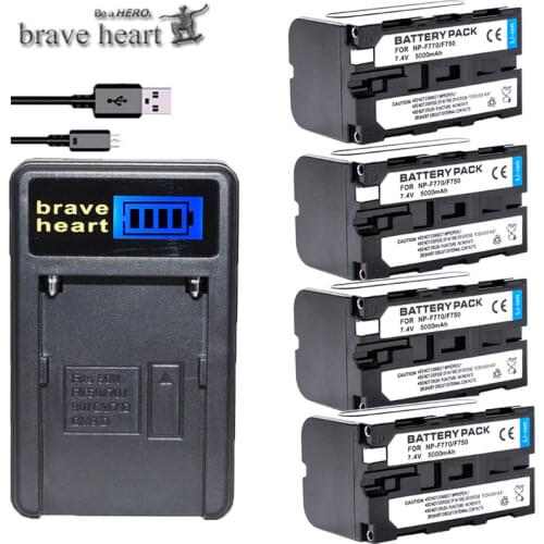 4x bateria NP-F770 NP-F750 NP F770 np f750 NPF770 750 Batteries + LCD USB Charger for Sony NP-F550 NP-F770 NP-F750 F960 F970