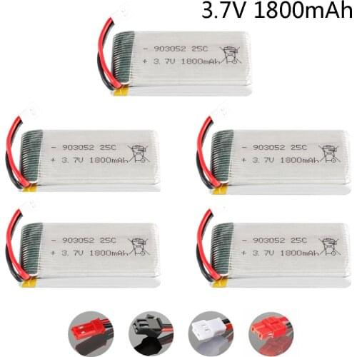 5PCS/lot 1800mAh 3.7v lipo Battery for KY601S SYMA X5 X5S X5C X5SC X5SH X5SW M18 H5P HQ898 H11D H11C T64 T04 T05 F28 F29 T56 T57
