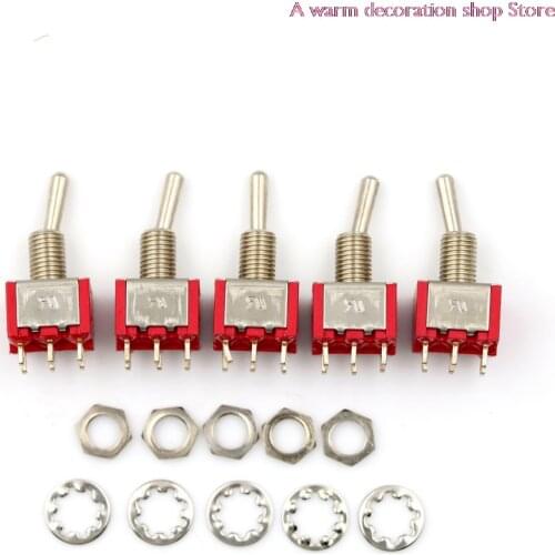 5pcs Mini 6Pin (ON) - OFF - (ON) DPDT 3 Positions Toggle Switch MTS-223 Dual Reset Power Switch AC 250V 2A/ AC 5A 120V