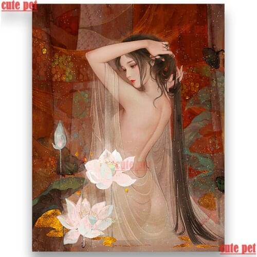 Cute pet Diamond Embroidery Mosaic Beauty bath illustration diamond painting rhinestone puzzle diy artwork CrossStitch HomeDecor