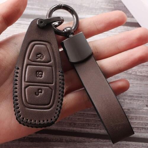 Genuine Leather Car Key Cover Case Holder For Ford Focus 2 3 4 MK2 MK3 MK4 Kuga Edge Mondeo Fusion Ecosport Fiesta