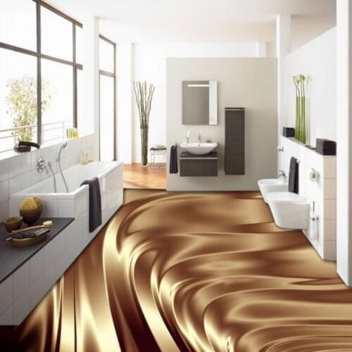 Free shipping 3D stereo beautiful gold metal ground painting background wall Floor stickers wallpaper mural