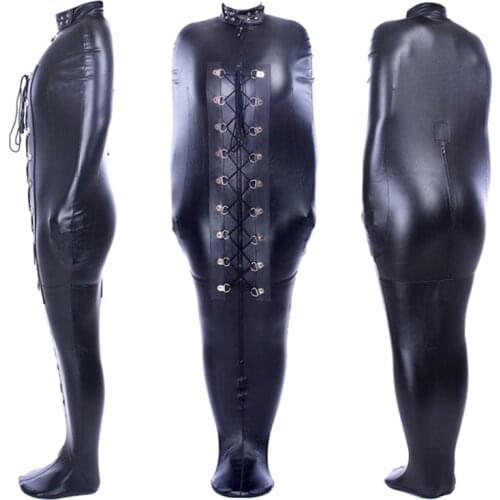 Bodysuit PU Leather Full Body Bondage Bag BDSM Binder Straitjacket Sleeping Sack Fetish Slave Restraints Body Harness Costume
