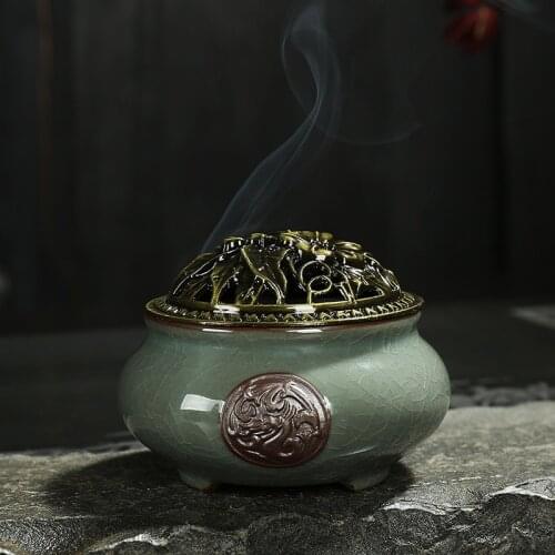 Celadon porcelain censer ceramic mosquito repellent incense tray classical living room mosquito repellent incense burner Ge kiln