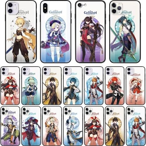 Phone Case for iPhone 12 Pro Max for iPhone 11 Pro 7 8 XR XS MAX 7 8 Plus SE 2020 Black Shell Cover Hot Game Genshin Impact